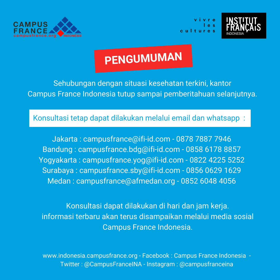 Campus France Indonesia Tutup untuk Umum Sementara  Campus France